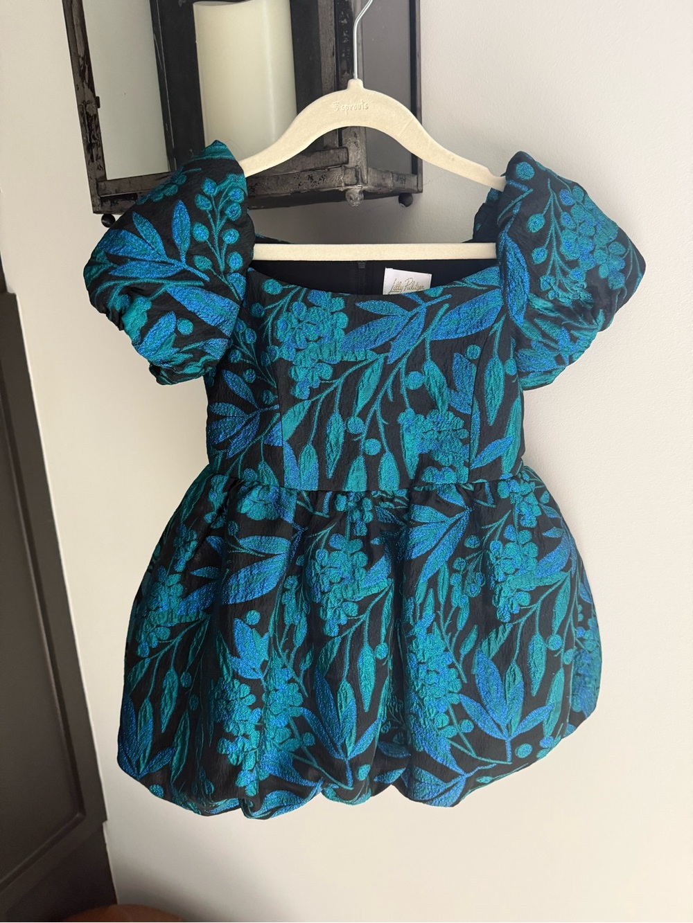 Lilly Pulitzer Black Dress with Teal Floral Jacquard